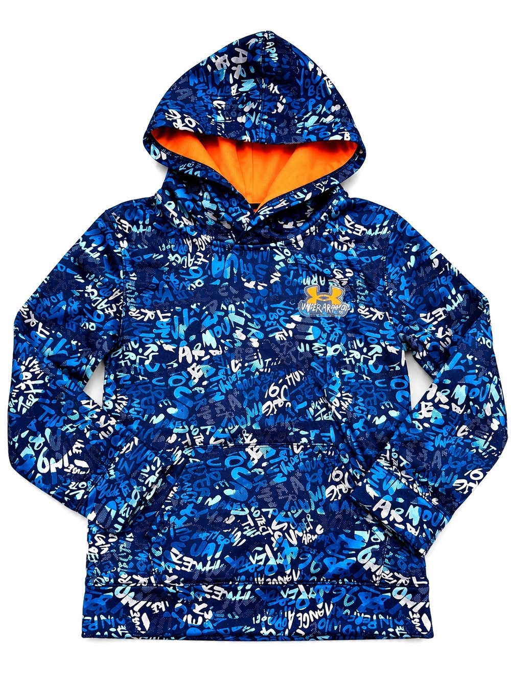 6yUnder Armour Boys Hoodie – Blue Graffiti Print 💙🧡